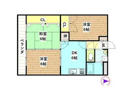 瀬戸山マンションII番館(3DK/1階)の間取り写真
