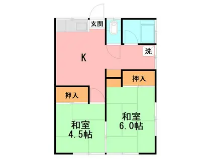 第2五十嵐荘(2DK/1階)の間取り写真
