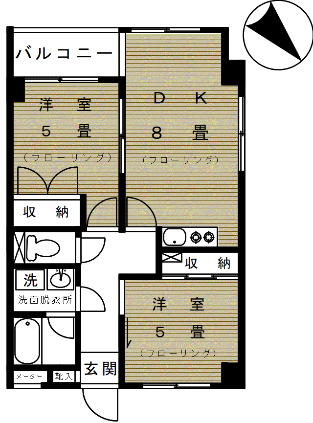 DORUFU桂(2DK/2階)の間取り写真