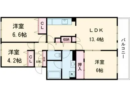 リブレス行田(3LDK/2階)の間取り写真