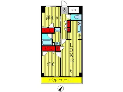 GRANDE ASTORE(2LDK/4階)の間取り写真