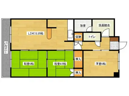 グリーンハイツアサダ(3LDK/3階)の間取り写真