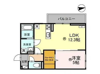 彦根市古沢町D-ROOM(1LDK/1階)の間取り写真