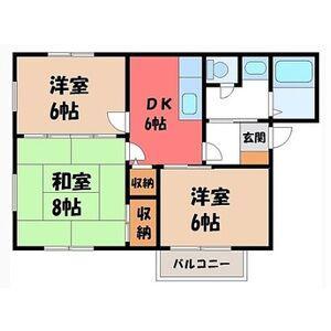 グリムハウスB棟(3DK/1階)の間取り写真