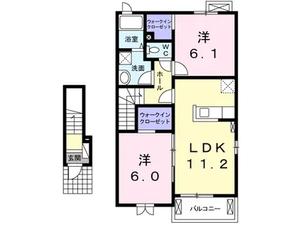 ハートコート・西林田(2LDK/2階)の間取り写真