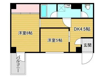 レック難波ビル(2DK/8階)の間取り写真