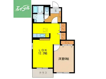 オーベルジーヌB(1LDK/1階)の間取り写真