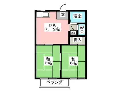 タウニィ明花 A棟(2DK/2階)の間取り写真