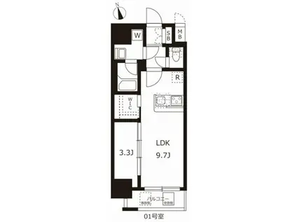 ハーモニーレジデンス名古屋今池(1LDK/13階)の間取り写真