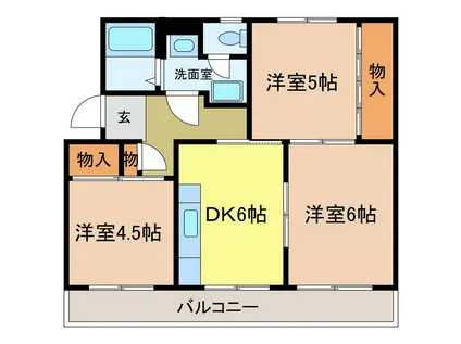 ヴィラナリー千代田 1号棟(3DK/5階)の間取り写真