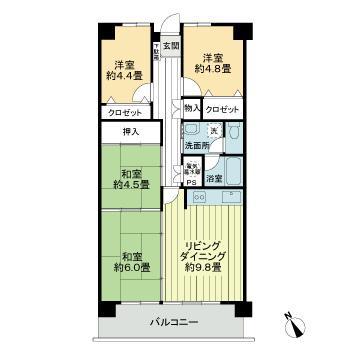 アイランドコート新宇多津(4DK/3階)の間取り写真