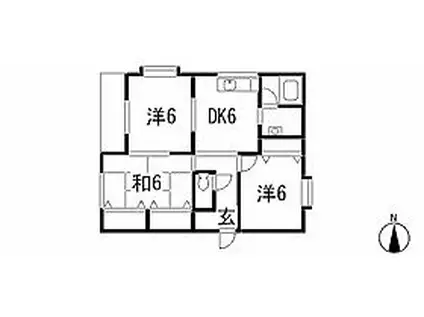 メゾントーラスIIA棟(3DK/2階)の間取り写真