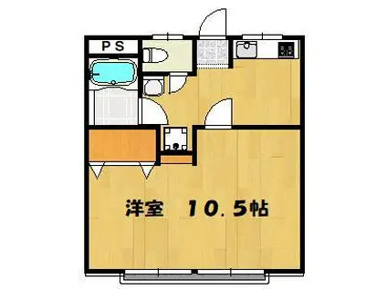 ゼフィールつくば(1K/2階)の間取り写真