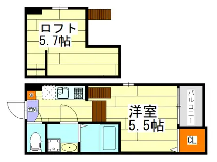 GROWTH御幣島(1K/1階)の間取り写真