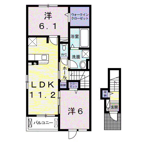 コーネリア西浜I(2LDK/2階)の間取り写真