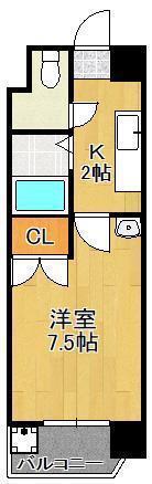 ニューサンリバー7番館(1K/6階)の間取り写真