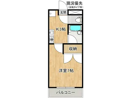 プチメゾン上乃木(1K/1階)の間取り写真