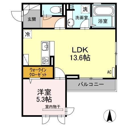 D-ROOM引野(1LDK/3階)の間取り写真
