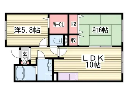 デランテ蓼野(2LDK/3階)の間取り写真