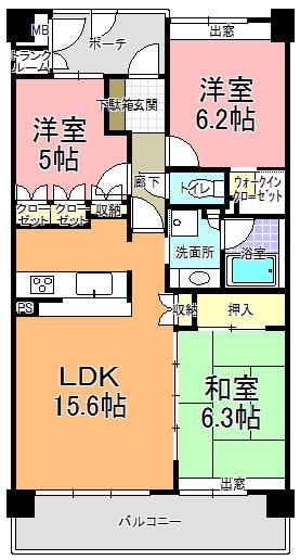 サーパス上水戸中央(3LDK/8階)の間取り写真