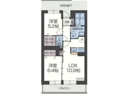 フランシエロ(2LDK/4階)の間取り写真