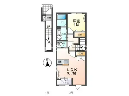 フロントアイランドI(1LDK/2階)の間取り写真