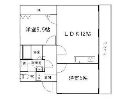 サンライズ柿澤(2LDK/1階)の間取り写真