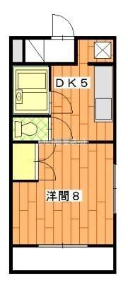 フレッシュグリーン(1DK/2階)の間取り写真