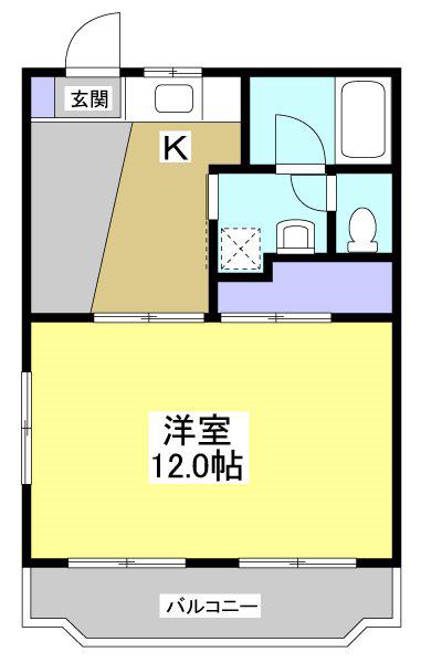 ルームミニオンB(1K/4階)の間取り写真