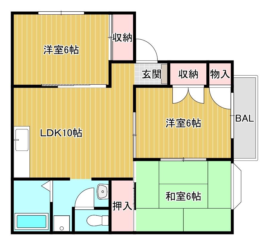 ファミール1(3LDK/2階)の間取り写真