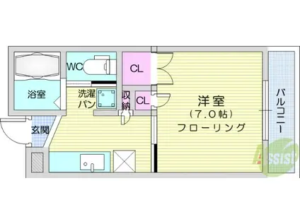 ヴェラ 18(1K/3階)の間取り写真