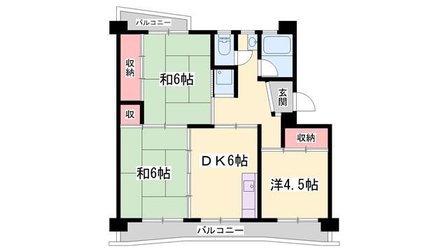 ビレッジハウス志染(3DK/3階)の間取り写真