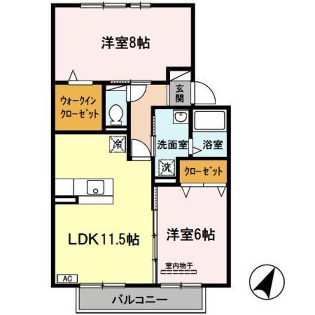 ヴェルツ音羽(2LDK/2階)の間取り写真