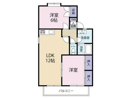 セジュール志賀の杜B(2LDK/2階)の間取り写真