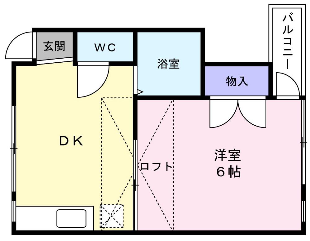 パーチェ中山(1DK/2階)の間取り写真