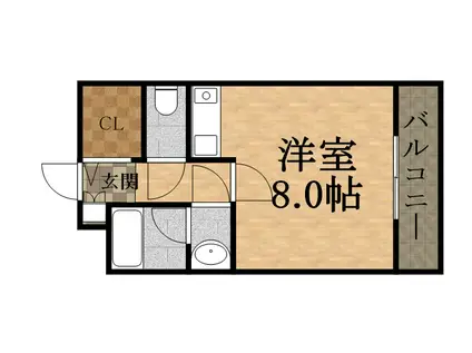 カーサ浅尾(ワンルーム/3階)の間取り写真