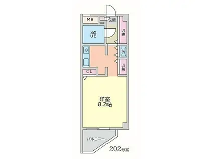 ルネッサンス大和(1K/4階)の間取り写真