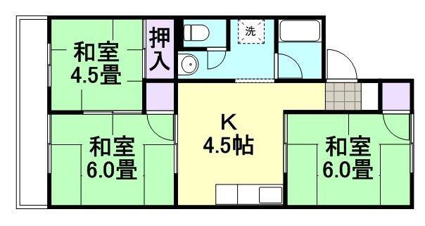 コーポ田加屋B棟(3K/1階)の間取り写真