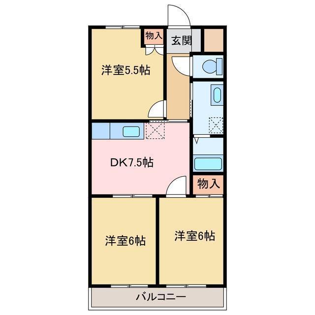 第7水野マンション(3DK/3階)の間取り写真