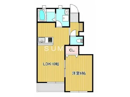 アルファ・今保(1LDK/1階)の間取り写真