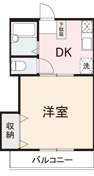 クレイドル松原(1DK/1階)の間取り写真