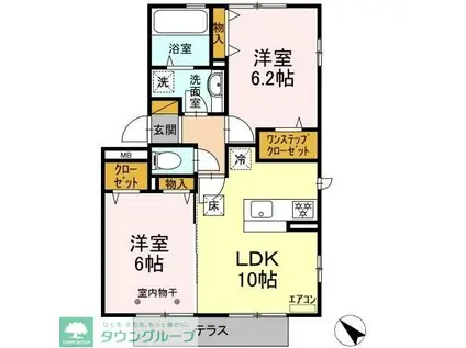 アリエスマンション(2LDK/1階)の間取り写真