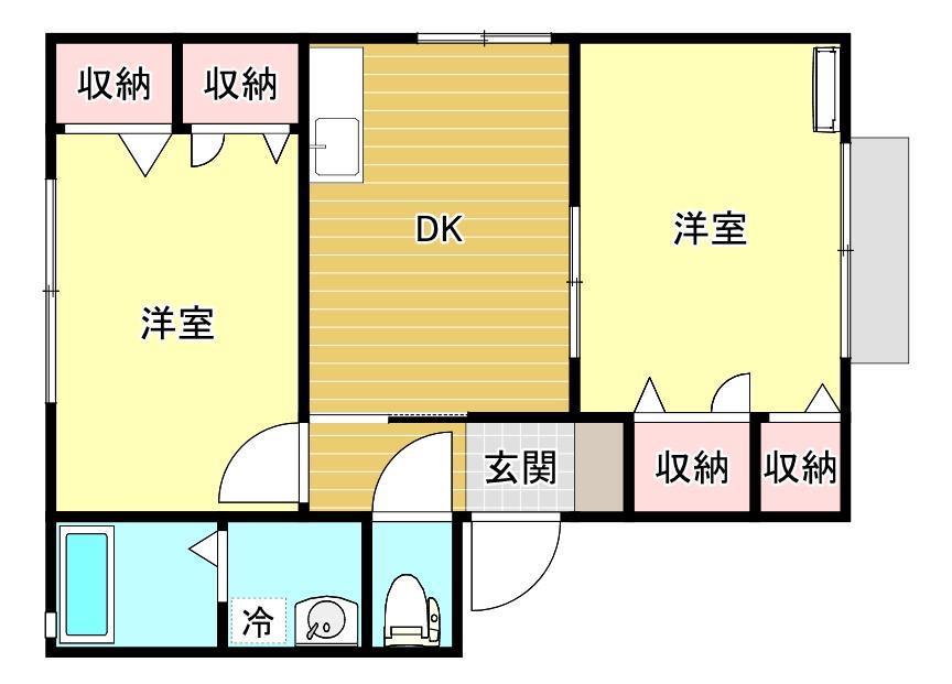 サンライズ21 B(2DK/2階)の間取り写真