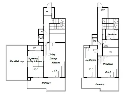 ビラ園生(3LDK/7階)の間取り写真