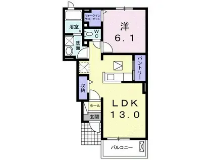 W・クイーンバリー A(1LDK/1階)の間取り写真