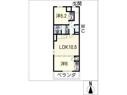 ソレアードII(2LDK/5階)の間取り写真