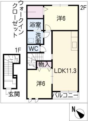 AUTHORITY K IX(2LDK/2階)の間取り写真