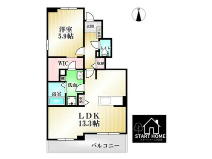 エルヴィータ B(1LDK/1階)の間取り写真