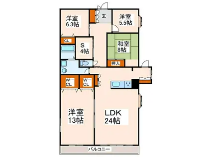 クレンリィカピス(4SLDK/1階)の間取り写真