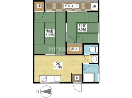 ノインヒル・カネガエ(2DK/3階)の間取り写真